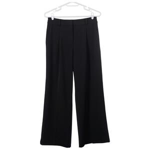NWT LOFT Peyton Trousers Women Size 12 Black High Rise Wide Leg Pants Office